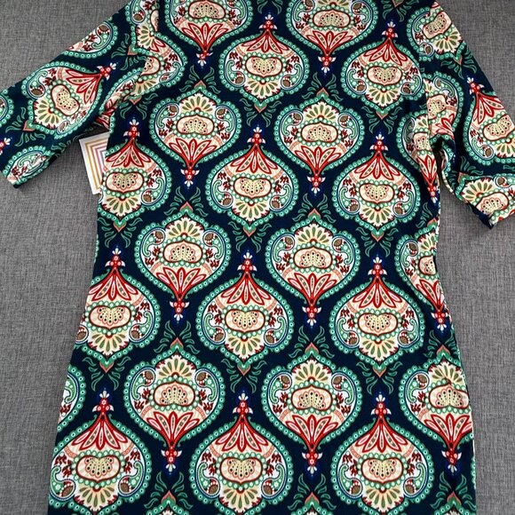 NEW! LuLaRoe Julia Pencil Dress Large Damask Medallion stretch short Sleeves - Picture 10 of 11